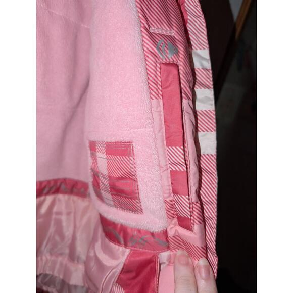 Free Country Girls Ski Jacket Size Large Pink Plaid Hooded Inner Pockets Outdoor - Picture 6 of 10